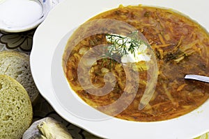 Ukrainian and russian red-beet soup borscht