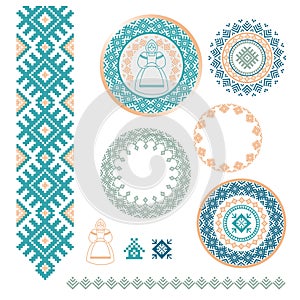 Ukrainian, Slavic, Belarusian traditional seamless folk embroidery pattern photo