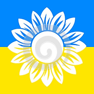 Ukrainian Sunflower illustration. Ukrainian flower icon in yellow and blue colors isolated on background. Vector EPS 10.