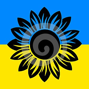 Ukrainian Sunflower illustration. Ukrainian flower icon in yellow and blue colors isolated on background. Vector EPS 10.