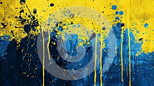 Ukrainian theme grunge ink splatter brushes and strokes for artistic design with artistic elements