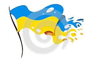 Ukrainian torn flag illustration. Vector isolated