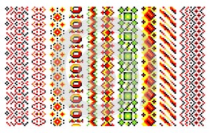 Ukrainian traditional embroidery. Set of patterns for cross stitching decoration. Cross-stitch traditional folk. Vector