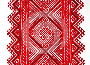 Ukrainian traditional national red and black ornament embroidery