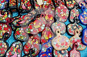 Ukrainian traditional painting on wooden plates photo