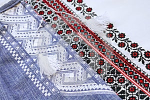 Ukrainian traditional shirts embroidery clothing vishivanka. Copy space