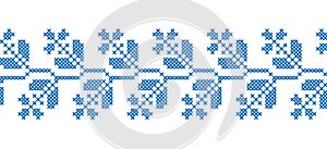 Ukrainian vector ornament of cornflower, bluet, bluebottle. Traditional folk, ethnic ornament border