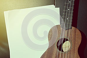 Ukulele and Blank Music Paper.