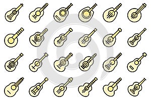 Ukulele icons set vector flat