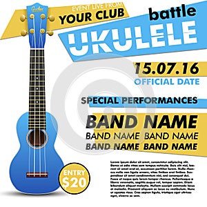Ukulele show poster for your design battle live concert acoustic folk music indie event performance