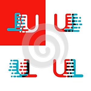 UL letters logo with accent speed red and blue