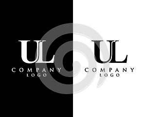 UL, LU letter logo design with black and white color that can be used for creative business and company
