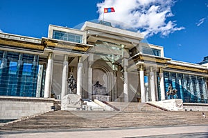 Ulaanbaatar/Mongolia-11.08.2016:The main square in Ulaanbaatar. The military ministry