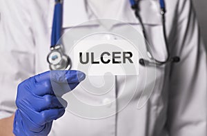 Ulcer word text. Digestion and stomach disease, Medicine