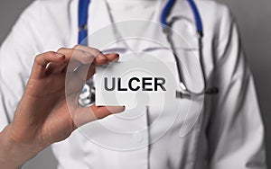 Ulcer word text. Digestion and stomach disease, Medicine