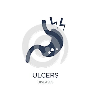 Ulcers icon. Trendy flat vector Ulcers icon on white background