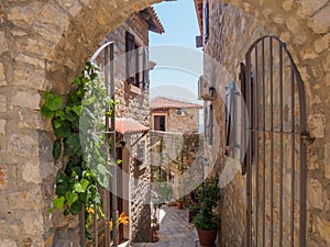 ULCINJ, MONTENEGRO : street of popular resort town of Ulcinj, Montenegro