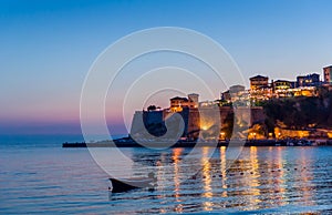 Ulcinj old town fortress after sunset. photo