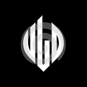 ULD circle letter logo design with circle and ellipse shape. ULD ellipse letters with typographic style. The three initials form a