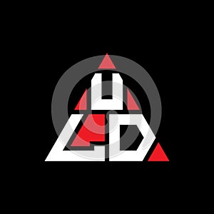 ULD triangle letter logo design with triangle shape. ULD triangle logo design monogram. ULD triangle vector logo template with red