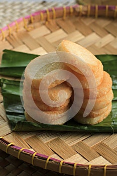 Ulen Ketan, Indonesian Traditional Snack Made from Steam Sticky Rice, Compressed or Shaped and then Deep Fried, Served with Sambal