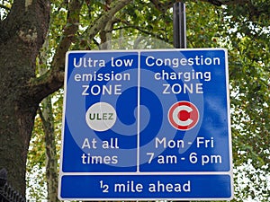 ULEZ (Ultra low emission zone) and C (Congestion charging zone photo