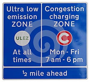 ULEZ (Ultra low emission zone) and C (Congestion charging zone photo