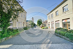 Ulica Svateho Michala street in Levice town during spring