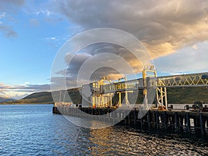 Ullapool ferry terminal in sunny day, Scotland