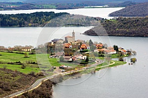 Ullibarri Gamboa village surrounded by zadorra reservoir