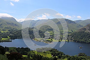 Ullswater and Glenridding with mountains behind