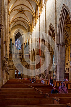 Ulm, Germany, August 17, 2022: Interior of the Cathedral in Germ