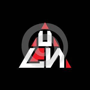ULN triangle letter logo design with triangle shape. ULN triangle logo design monogram. ULN triangle vector logo template with red