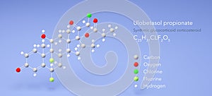 ulobetasol propionate molecule, molecular structures, synthetic glucocorticoid corticosteroid, 3d model, Structural Chemical