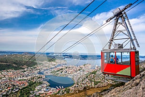 Ulriken cable railway in Bergen, Norway. Gorgeous views from the top of the hill.