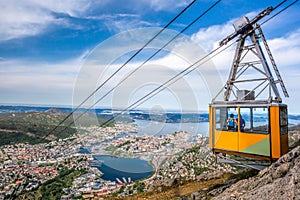 Ulriken cable railway in Bergen, Norway. Gorgeous views from the top of the hill.