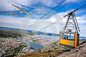 Ulriken cable railway in Bergen, Norway. Gorgeous views from the top of the hill.