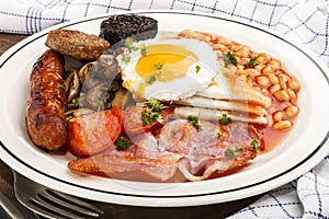 Ulster fry, traditional northern irish breakfast, on a plate