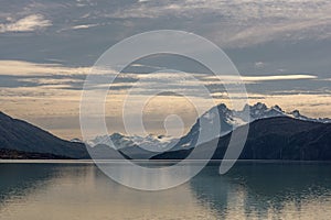 The Ultima Esperanza Sound at sunset, Puerto Natales, Chile