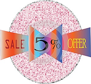 Ultimate 5% sale and offer round shape collour full model button icon images