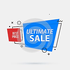 Ultimate sale banner template in memphis geometric style