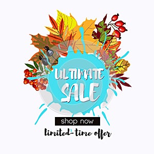 Ultimate sale design with fall leaves wreath