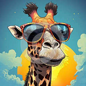 Ultra Cartoon Giraffe With Bad Attitude And Cool Accessories