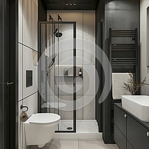 Ultra-compact bathroom with distinct wet and dry zones