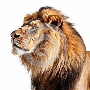 Ultra-detailed 8k Resolution Lion Portrait On White Background