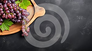 Ultra-detailed Grape Stock Photo On Dark Gray Stone Background