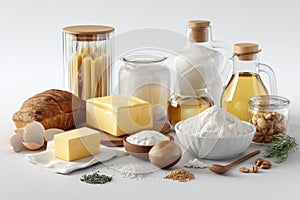 Light Baking Ingredients on White Surface