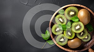 Ultra-detailed Kiwi Stock Photo On Dark Gray Stone Background