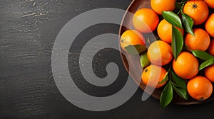 Ultra-detailed Tangerine On Dark Gray Stone Background