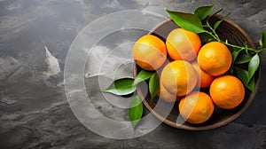 Ultra-detailed Tangerine On Dark Gray Stone Background